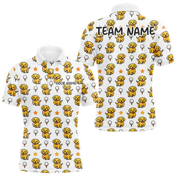 Maxcorners Custom Golden Retriever Mens Golf Polo Shirt - Personalized Dog Lover Team Name Jersey LM0106
