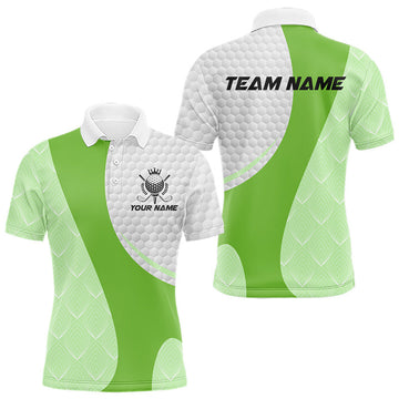 Maxcorners White And Green Golf Clubs Custom Name, Team Name Mens Golf Polo Shirts Team Men Golf Tops LM0404