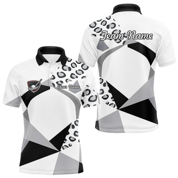 Maxcorners Geometric Leopard Fusion Performance Mens Golf Polo Shirt, Golf Gift For Men