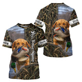 Maxcorners Duck Hunting Waterfowl Camouflage Shirt Yellow Labrador Retriever, Custom Name Hunting Gift LM1109