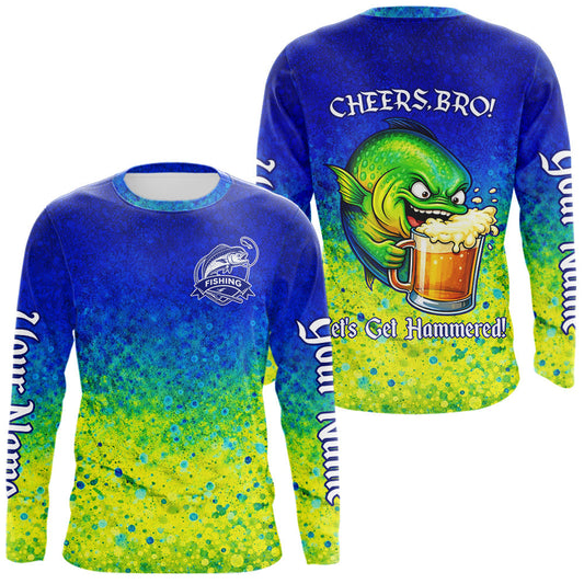 Maxcorners Personalized Mahi Mahi Long Sleeve Performance Fishing Shirts, Funny Dorado Shirt LM1501
