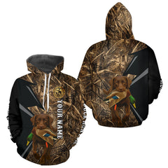 Maxcorners Duck Hunting Camo Shirt with Chocolate Lab – All Over Print, Perfect Gift for Waterfowl Hunters LM2711