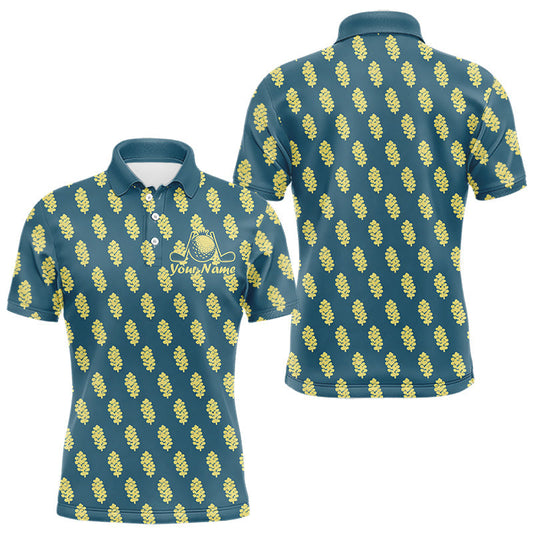 Maxcorners Teal Golf Polo Shirt With Flower Pattern – Lightweight Performance Polo For Men