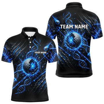 Maxcorners Personalized Mens Golf Polo Shirt – DNA Golf Ball Custom Team Name Jersey