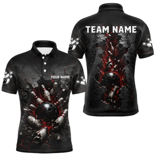Maxcorners Cracked Wall Bowling Jersey For Men Bowling Team Shirts Bowling League Polo & 1/4 Zip