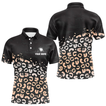 Maxcorners Custom Name Leopard Print Polo Shirt