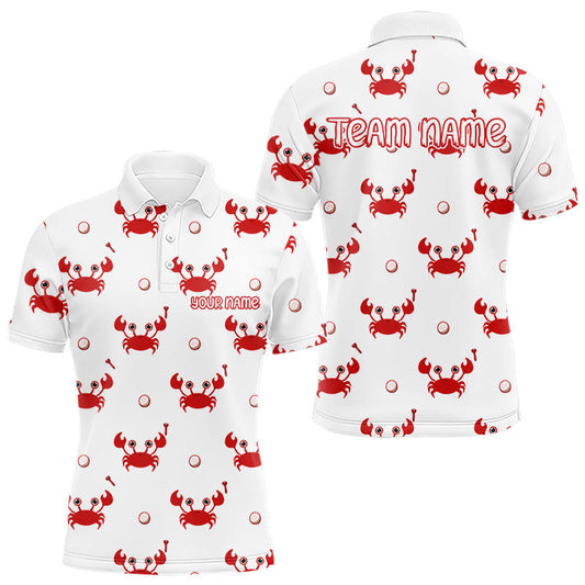 Maxcorners Custom Crab Mens Golf Polo Shirt - Personalized Cute Red Crab Team Name Jersey LM0106