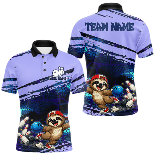 Maxcorners Custom Funny Sloth Bowling Shirt For Men Bowling Team Jersey Bowling League