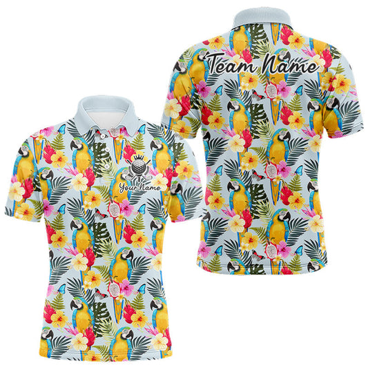 Maxcorners Funny Tropical Parrot Mens Golf Polo Shirt