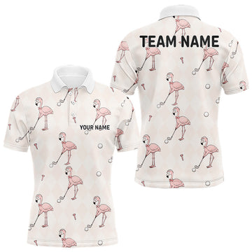Maxcorners Personalized Argyle Funny Flamingo Pattern Polo Shirt - Custom Golf Team Gift LM0106