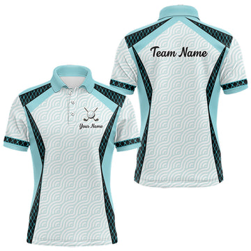 Maxcorners Personalized Aqua Sea Wave Golf Shirt With Name, Elegant Men's Sportswear, Stylish Men Golf Jersey LM0404