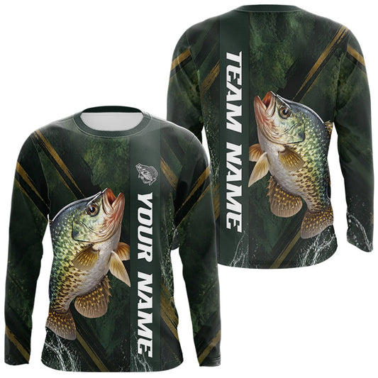 Maxcorners Personalized Crappie Fishing Jersey Green Angler Shirt Custom Name, Fishing Gift For Men LM1005