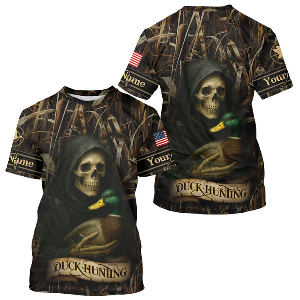 Maxcorners Duck Hunting Camouflage US Flag Custom 3D All Over Printed Shirts Personalized Hunting gift LM1109