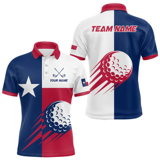 Maxcorners Personalized Texas Flag Patriotic Golf White Mens Golf Polo Shirts Custom Mens Golf Gift For Men