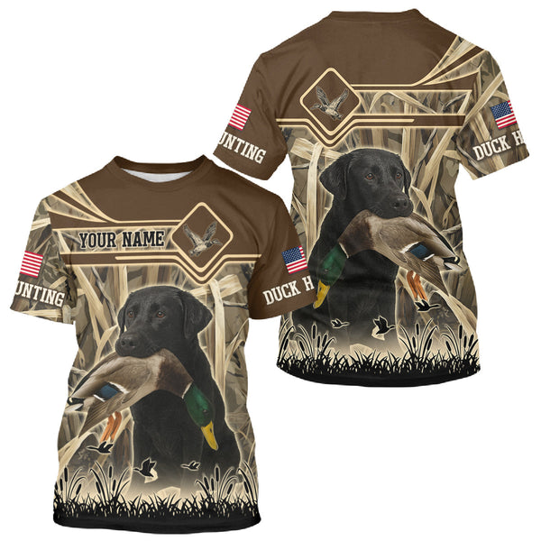 Maxcorners Mallard Duck Hunting Camouflage Shirt With Black Labrador Retriever, Duck Hunting Season 
 LM1109
