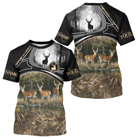 Maxcorners Personalized Whitetail Deer Hunting 3D All Over Printed Hoodie Brown Camouflage, Hunting Gift LM1812