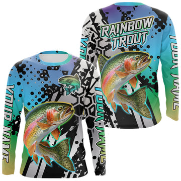 Maxcorners Rainbow Trout Custom Long Sleeve Performance Fishing Shirts For Men, Trout Fishing Jersey LM2602