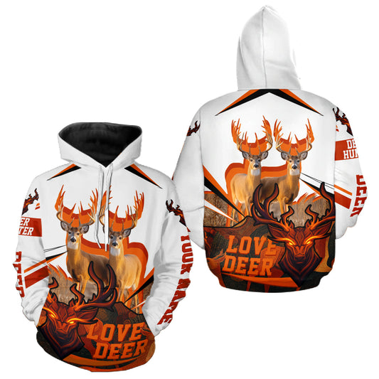 Maxcorners White-tailed Deer Buck Pair 3D Printed Orange Shirt – Personalized Gifts for Deer Hunters LM0409