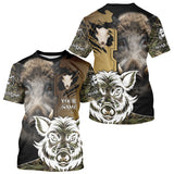 Maxcorners Wild Boar Hunting Shirt Custom Name Camo Skull Hunting Clothes For Hunters Gift LM1109