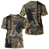 Maxcorners Wild Boar Hunting Shirt Forest Camo With Dog Custom Name Hunting Clothes Gifts for Hunter LM1109