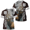 Maxcorners Elk Hunting Shirt Personalized 3D All Over Print Brown With Gray Camo Hunting Clothes LM0409
