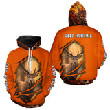 Maxcorners Deer Hunting Shirt Orange Forest Camo Hoodie, Long Sleeve Custom Name For Men LM0409