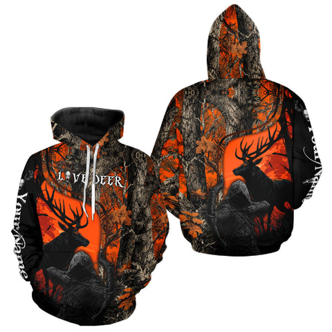 Maxcorners Deer Hunting Orange Camo Customize All Over Printed Shirts For Deer Hunters LM0409