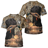 Maxcorners Duck Hunting Shirt Camo with Labrador Retriever Black 3D All Over Printing Shirts for Men LM1109