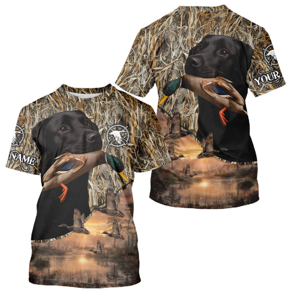 Maxcorners Duck Hunting Shirt Camo with Labrador Retriever Black 3D All Over Printing Shirts for Men LM1109