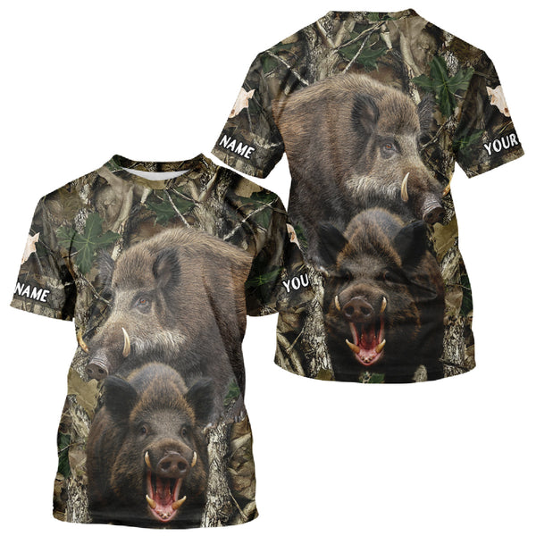 Maxcorners Camouflage Hunting Animals Wild Boar 3D All Over Printed Shirt – Custom Name & Hunting Gift  LM1109
