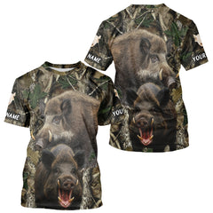 Maxcorners Camouflage Hunting Animals Wild Boar 3D All Over Printed Shirt – Custom Name & Hunting Gift  LM1109