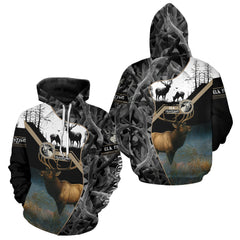 Maxcorners Custom 3D Elk Hunting Shirt With Black Camo Pattern And Full All-Over Elk Print For Hunters LM2608