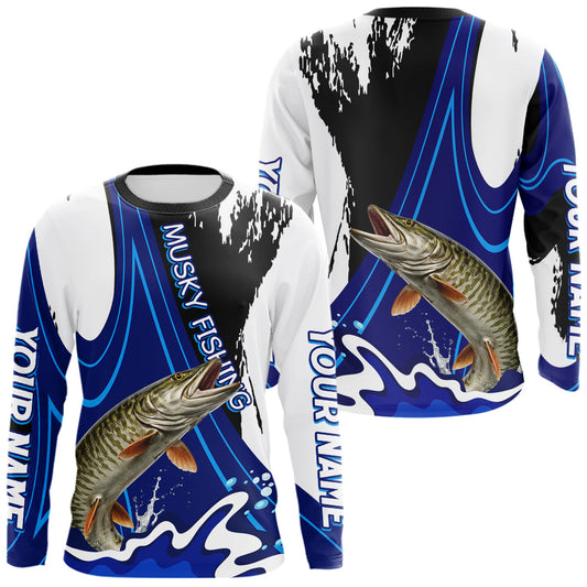 Maxcorners Musky Fishing Jersey Personalized Name Fishing Shirt, Angler Tournament Fishing Apparel LM1005