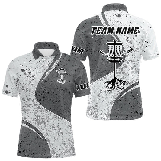 Maxcorners Mens Disc Golf Polo Shirt Gray Camo Disc Golf Basket, Personalized Disc Golf Shirts LM1005