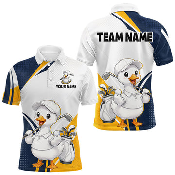 Maxcorners Funny Cartoon Duck Mens Golf Polo Shirt Personalised Team Duck Apparel LM1307