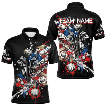 Maxcorners Patriotic Golf Polo Shirt Custom USA Flag Golf Shirt For Men, Golf Apparel Gift For Golfers LM1005