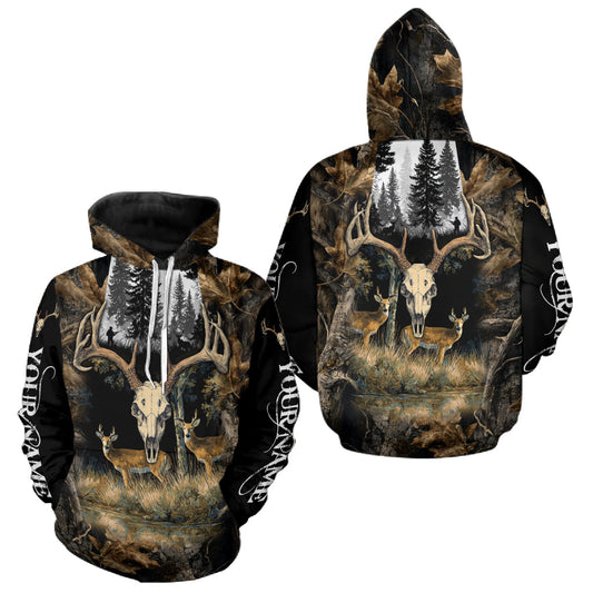 Maxcorners Deer Hunting Gift, Personalized Whitetail Deer Hunting 3D All Over Printed Camo Hoodie LM1112