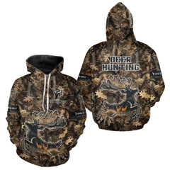 Maxcorners Best Deer Hunting Shirt 3D All-Over Print with Deer Forest Camo, Hunting Hoodie For Men