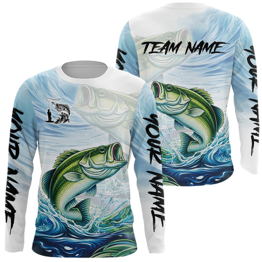 Maxcorners Bass Fishing 3D All Over Printed Customized Name Shirts, Largemouth Bass Fishing Jerseys LM0201