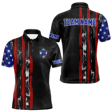 Maxcorners Custom Mens Golf Polo Shirt USA Flag, Golf Family Team Shirt, School Team Golf Shirt, Patriotic Golf Shirt