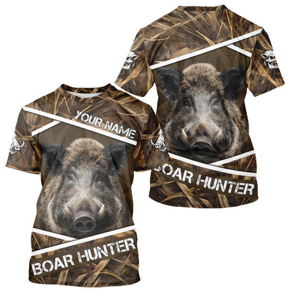 Maxcorners Personalized Wild Boar Hunting Camo Full Printing Shirts, Boar Hunting Gifts, Hunting Season LM1109
