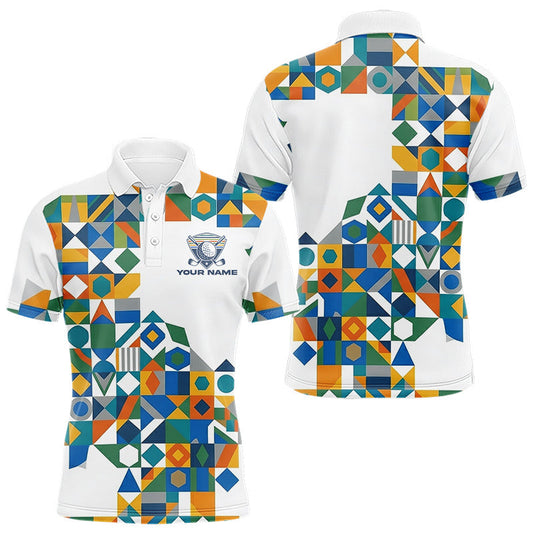 Maxcorners Colorful Geometric Custom Mens Golf Polo Shirts