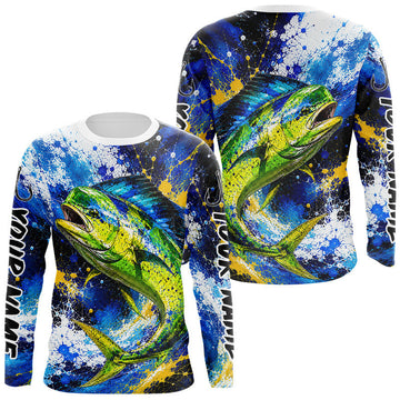 Maxcorners Custom Mahi Mahi Fishing Jersey - Saltwater Fishing Shirt Long Sleeve For Men LM2405