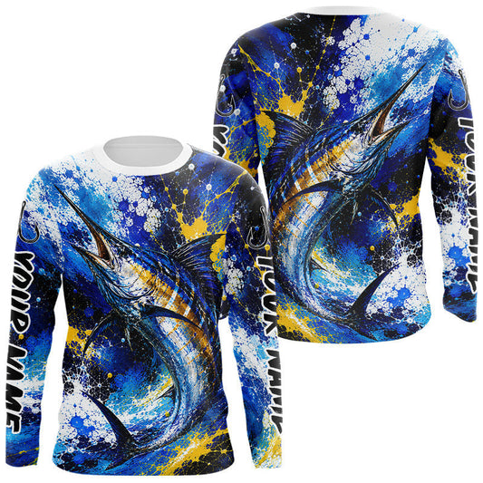 Maxcorners Custom Marlin Fishing Jersey – Saltwater Fishing Shirt Long Sleeve For Men LM0106