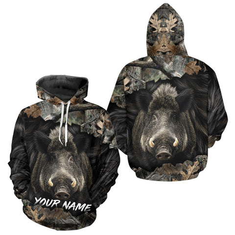 Maxcorners Wild Boar Hunting Black Camouflage Forest 3D Shirt For Hunting Season, Gift For Hunters LM2509