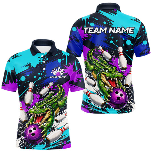 Maxcorners Custom Angry Alligator Bowling Jersey For Men, Bowling Uniform Bowling Team Shirts LM2806