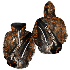 Maxcorners Whitetail Deer Hunting Orange Camo Hoodie, Sweatshirt Hunting Shirt For Men