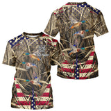 Maxcorners Beautiful Mallard Duck Hunting Waterfowl Camouflage Shirt with US Flag Duck Hunting Season LM1109