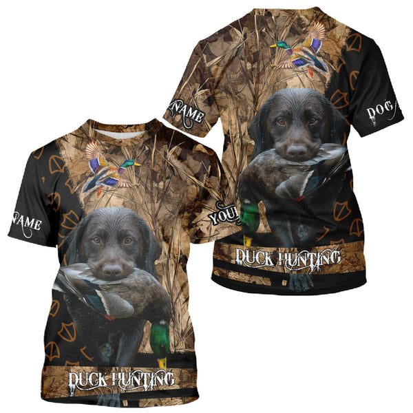 Maxcorners Duck Hunting with Black Lab Custom Name 3D All Over Print Shirt, Lab Dog Hunting Gifts LM1109