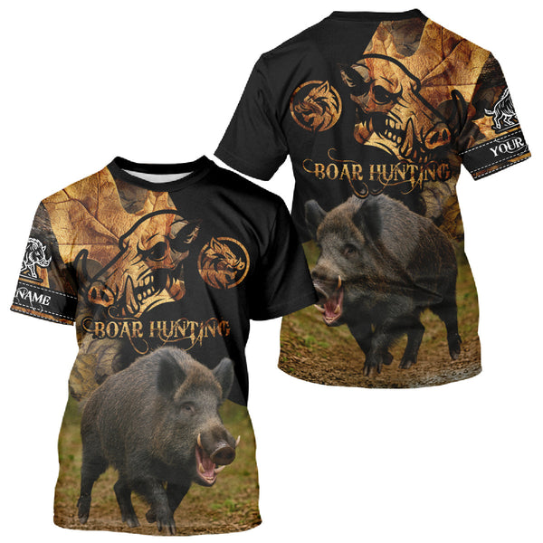 Maxcorners Personalized Wild Hog Hunting Camouflage Full Printing Shirts, Custom Name, Hunting Season LM1109